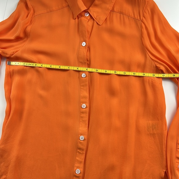 Veronica Beard Orange Silk & Viscose Button Down Top Size 4 - Picture 9 of 10